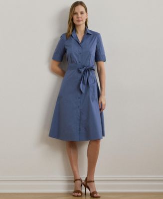 送料関税無【LAUREN RALPH LAUREN】COTTON-BLEND DRESS Lauren Ralph Lauren Cotton Shirtdress - Macy's