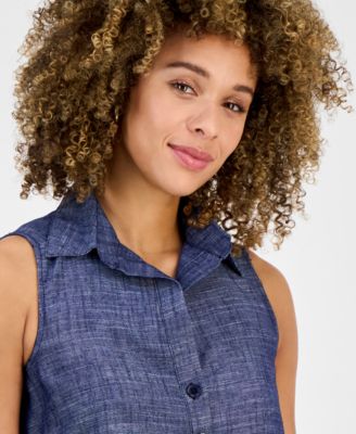 Women's Button-Front Ruffled-Hem Dress