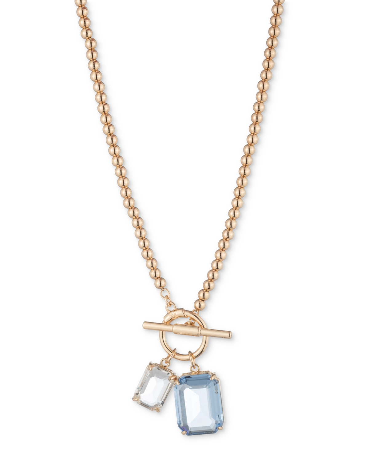 Gold-Tone Mixed Stone 16" Pendant Necklace - Turq/aqua