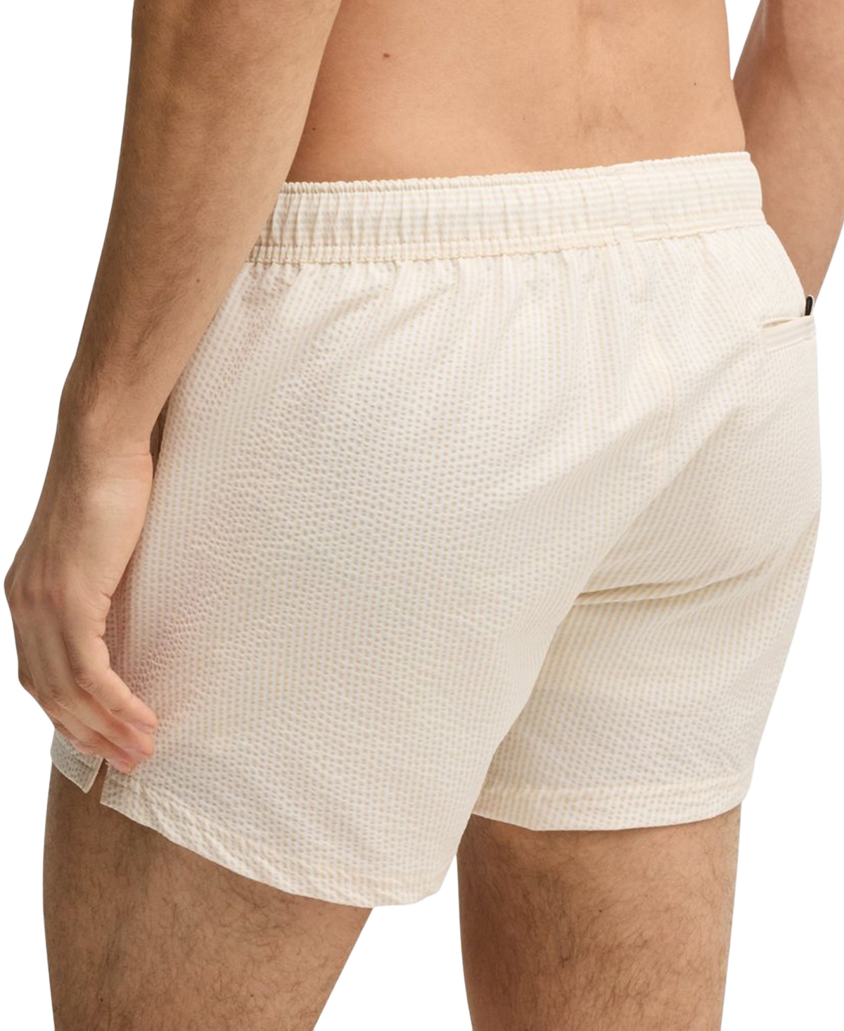 Hugo Boss Boss By  Men's Striped Seersucker Swim Shorts In Open White
