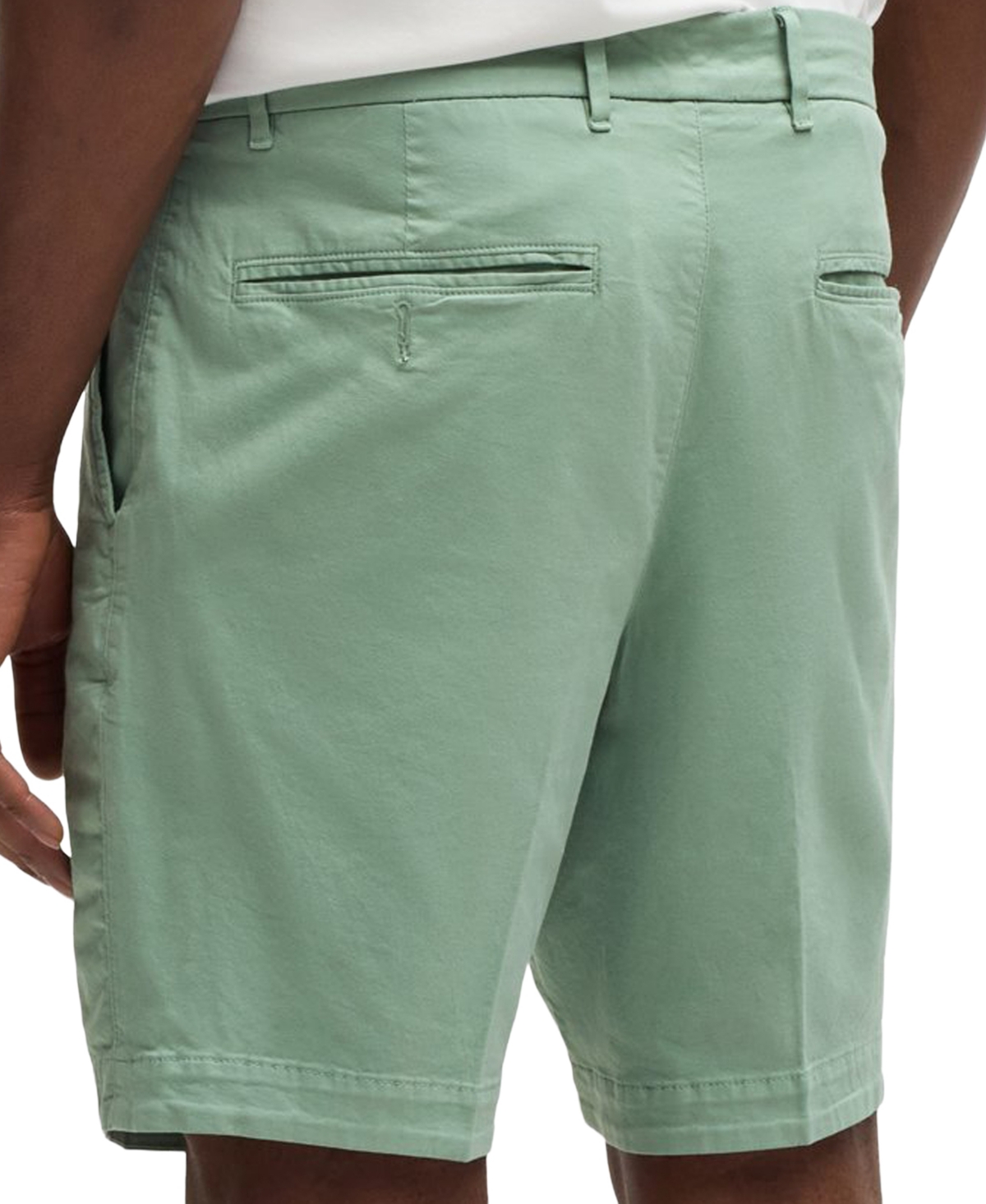 Shop Hugo Boss Boss By  Men's Cotton-twill Slim-fit Shorts In Open Green