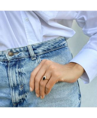 Black Onyx Kite Ring 14k gold vermeil