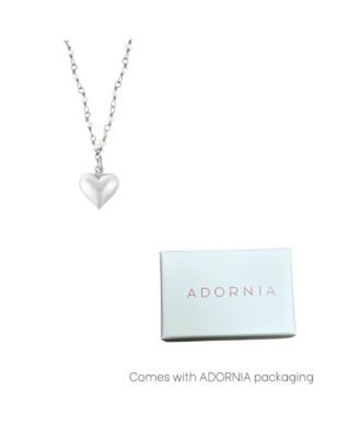 Freshwater Pearl Rosary with Heart Pendant Necklace black rhodium .925 sterling silver