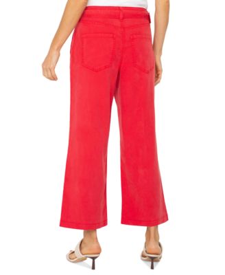 Petite Cropped Belted Wide-Leg Pants
