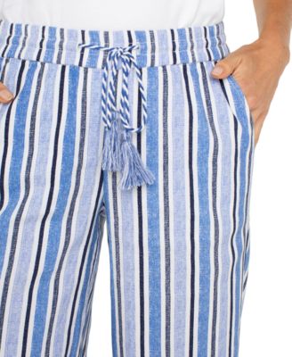 Petite Striped Drawstring-Waist Pants