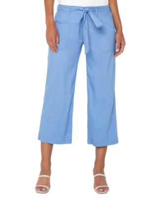 Petite Wide-Leg Cropped Tie-Waist Pants