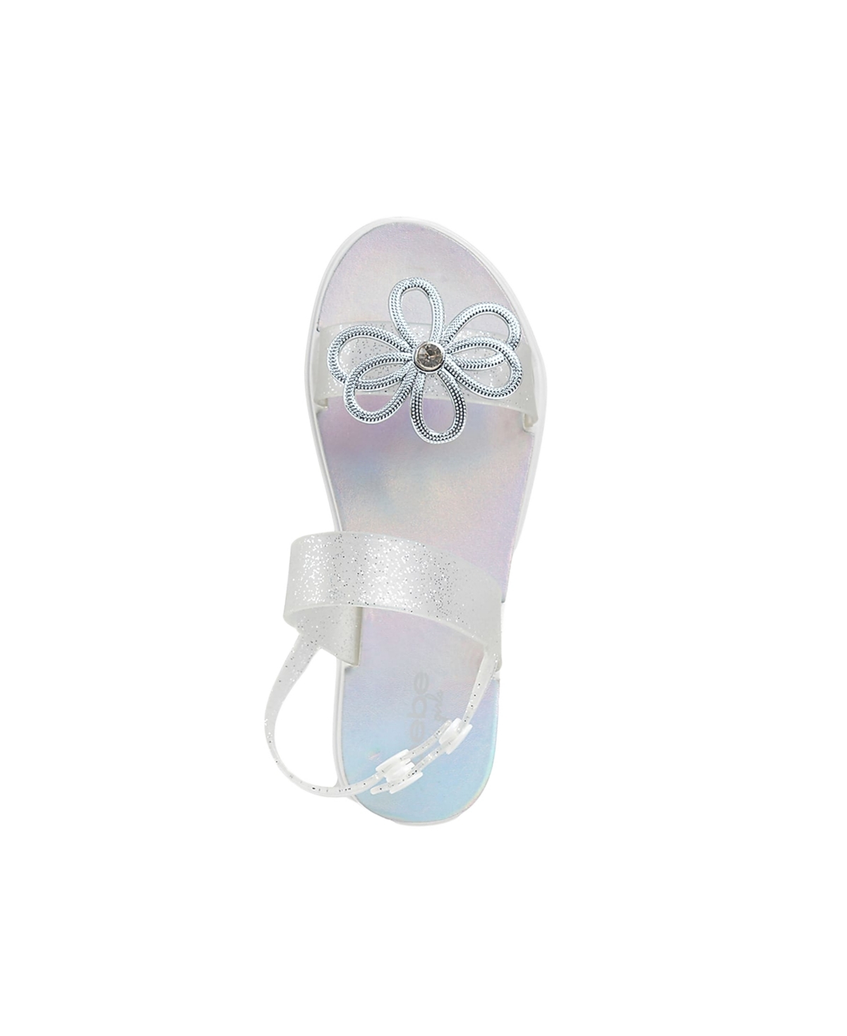 Bebe Little Girls Sparkly Summer With Rhinestone And Bow Sandals In Silver