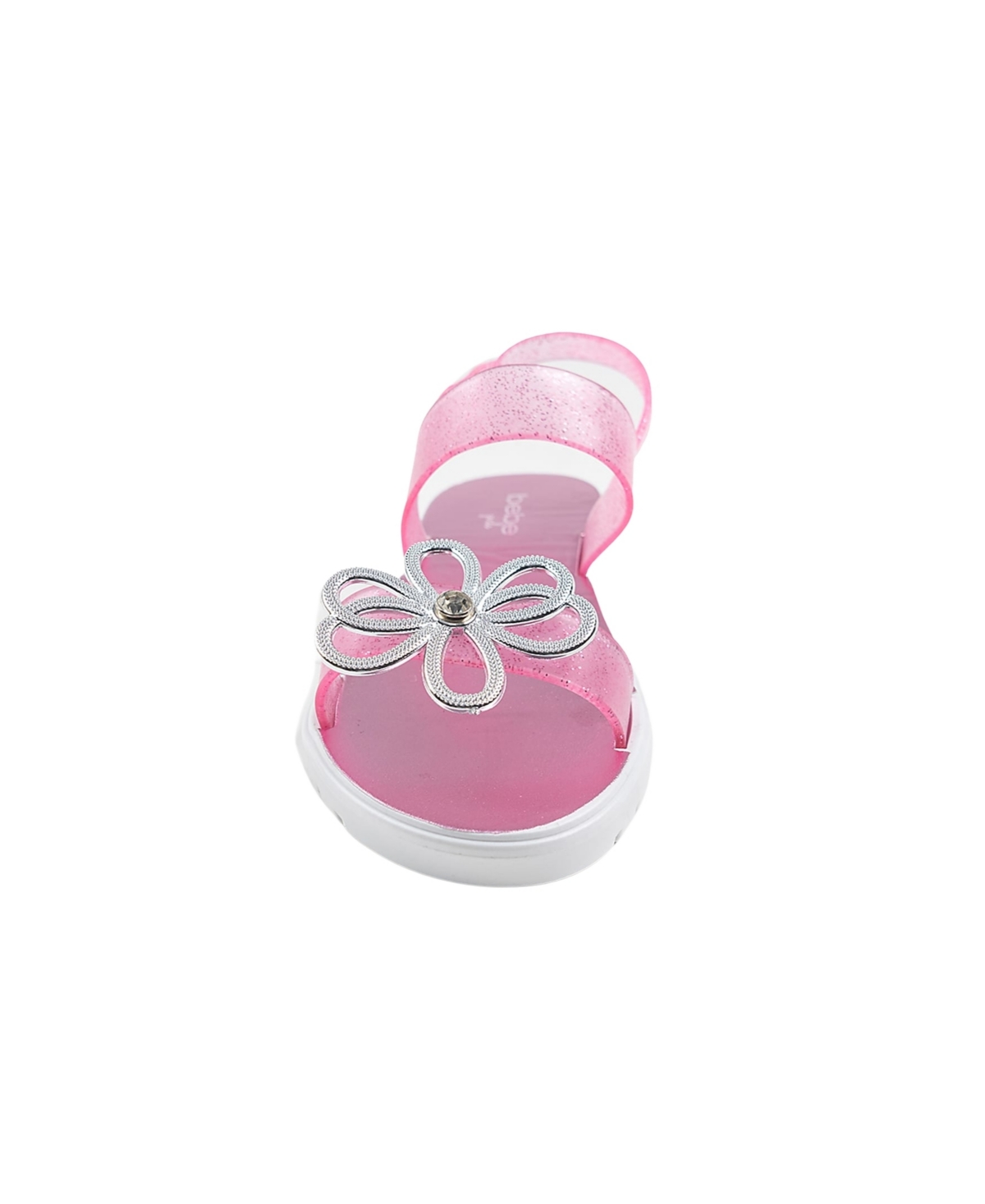 Bebe Little Girls Sparkly Summer With Rhinestone And Bow Sandals In Fuchsia