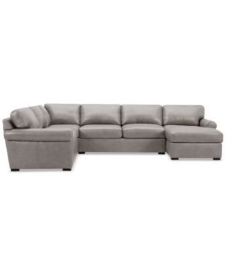 Radley Roll Arm 139" 5-Pc. Leather Square Corner Chaise Sectional