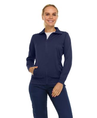 Women's Scrub Jackets for Woman, Zip Front Nurse Jacket, 4-Way Stretch Fabric Warm Up Coat Pewter