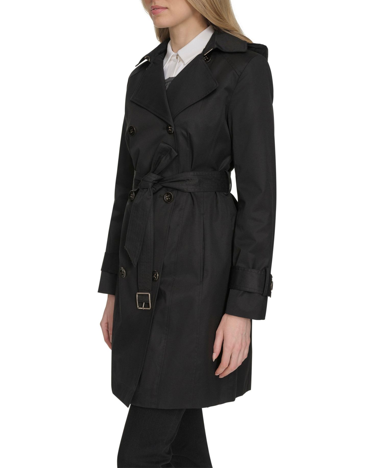 Women's 36 1/2" D/B Trench Coat With Removable Hood