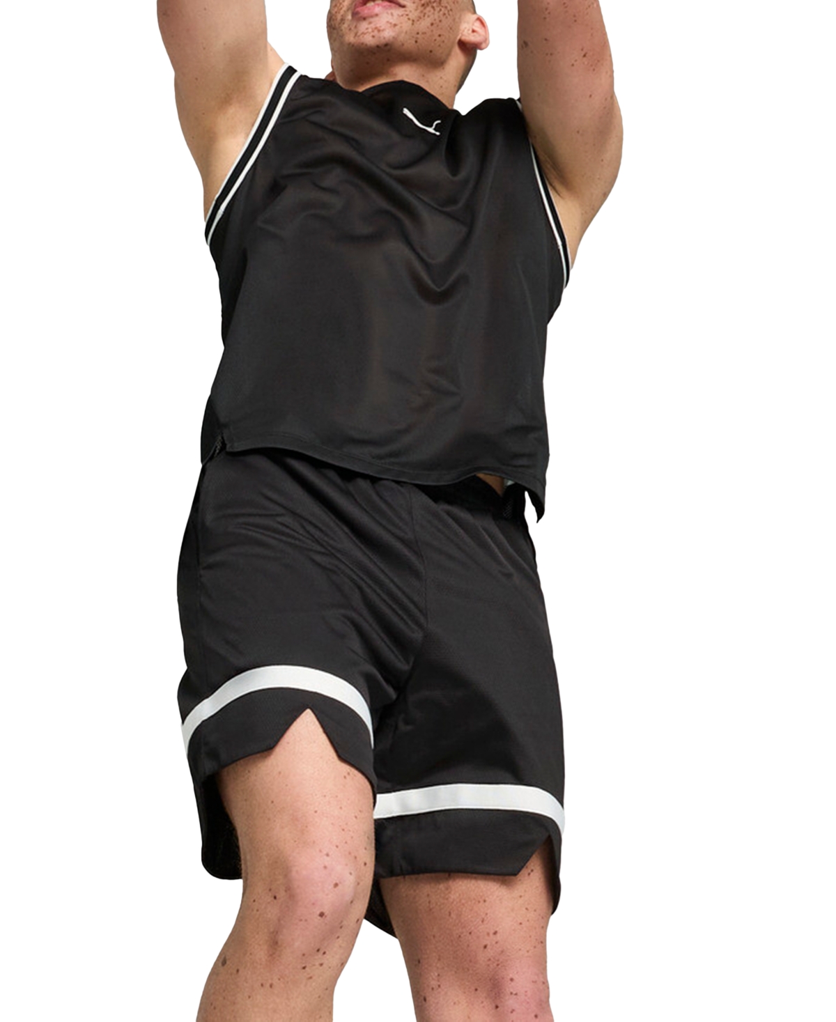 Puma Men's Winning Shot Regular-fit Mesh Logo Tank Top In Black