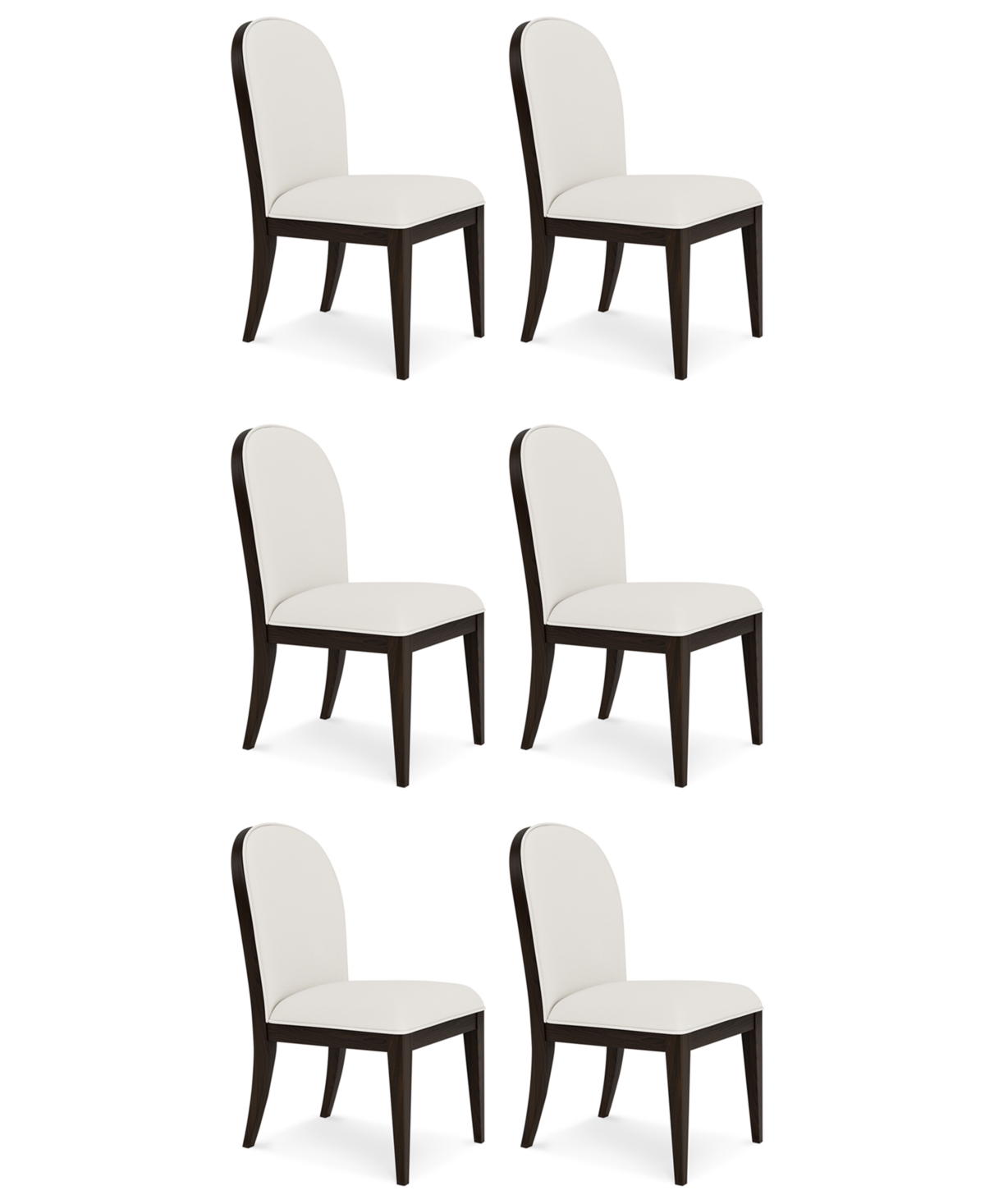 Macy's Mazen 6-pc. Curved Side Chair Set In White