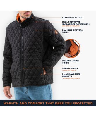 Big & Tall Lightweight Diamond Quilted Jacket Versatile Fall Jacket, Warm Layered Outerwear