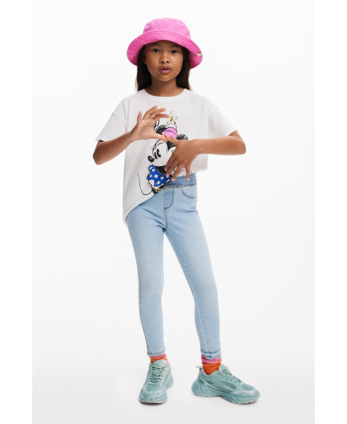 Desigual Girls's Denim Leggings Logo In Medium Blue