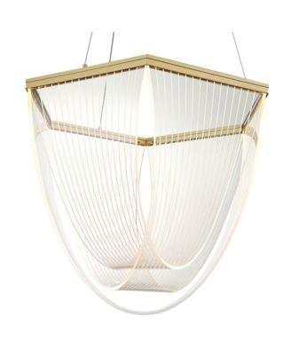 Muir 20 1/2" Modern Pendant Ceiling Light Fixture Dining Room Over Table Hanging LED Clear Sanded Gold Finish