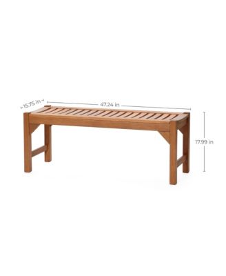 Natural Solid Wood 47.2-Inch Long Rectangle Sloping Seat Outdoor Bench