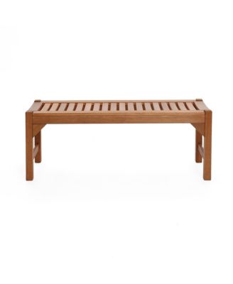Natural Solid Wood 47.2-Inch Long Rectangle Sloping Seat Outdoor Bench