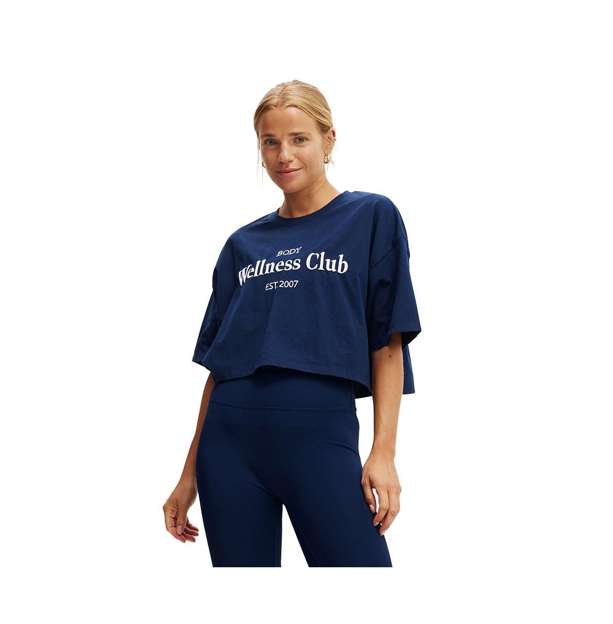 Women's Active Cropped Graphic Tee - Apricot blush/body resort club