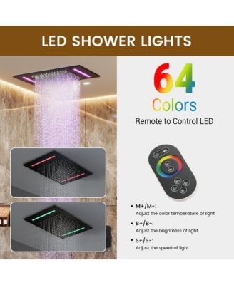 All-In-One Thermostatic Shower System with LED Light and Body Jets