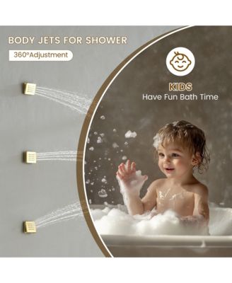 All-In-One Thermostatic Shower System with LED Light and Body Jets