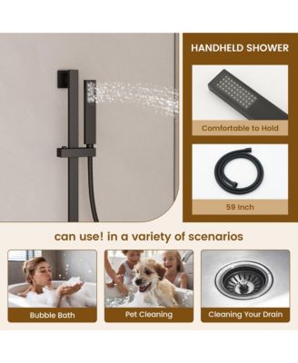 All-In-One Thermostatic Shower System with LED Light and Body Jets