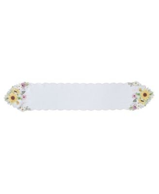 Sunflower and Daisies Cutwork Table Runner, 13" x 70"