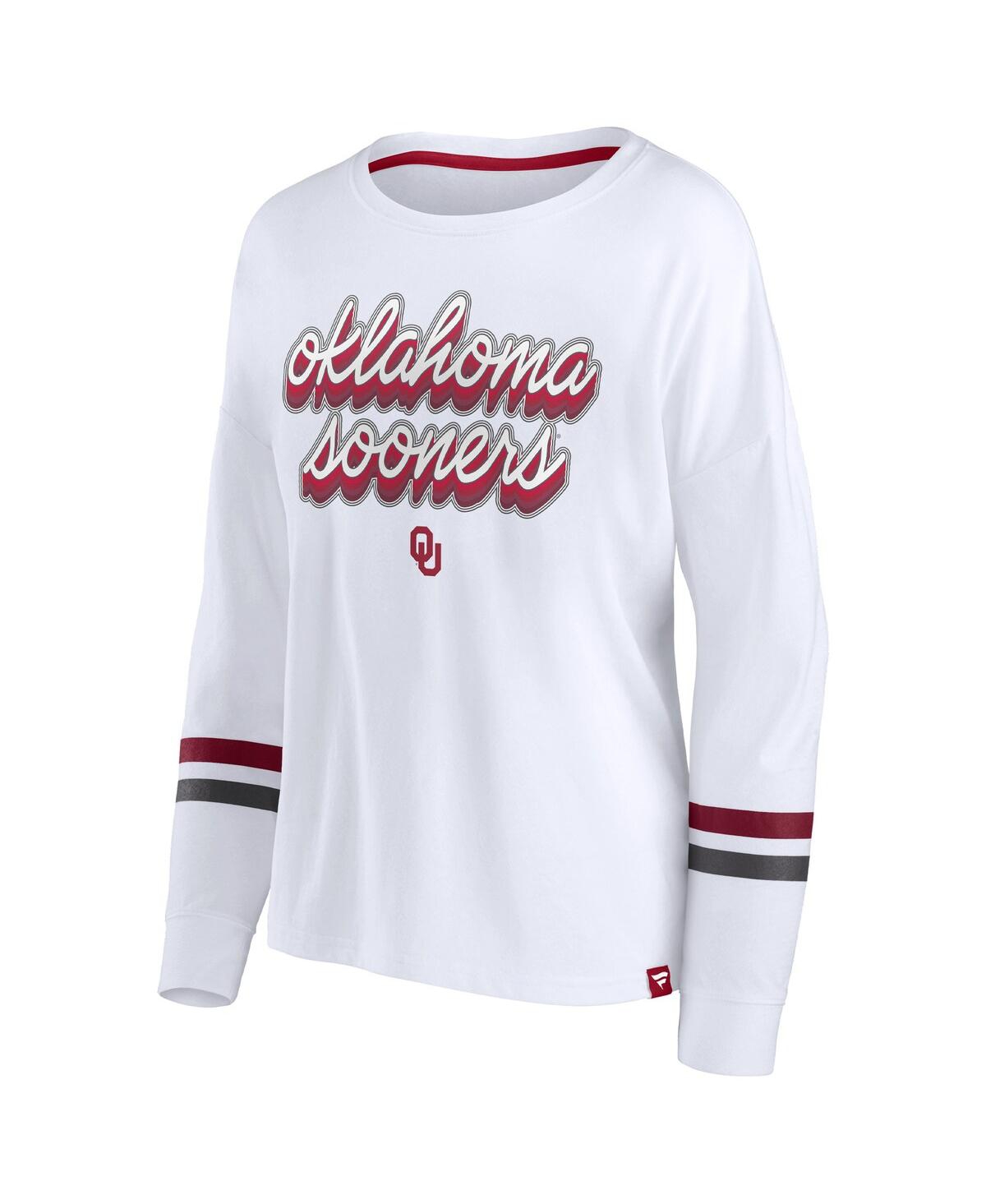 Fanatics Women's White Oklahoma Sooners Retro Power Striped Long Sleeve T-shirt