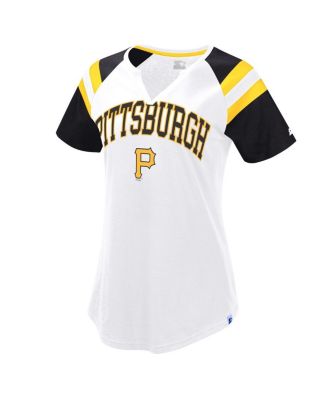 Starter - Women's White/Black Pittsburgh Pirates Game On Notch Neck Raglan T-Shirt