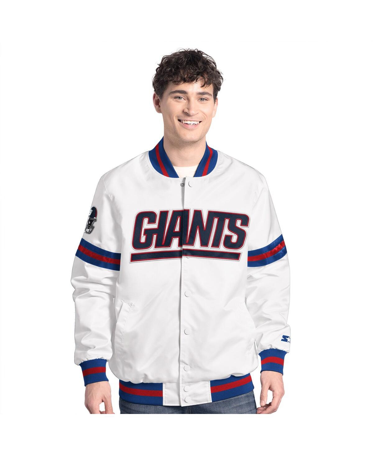 Starter Men's White New York Giants Scout Full-snap Varsity Jacket In White