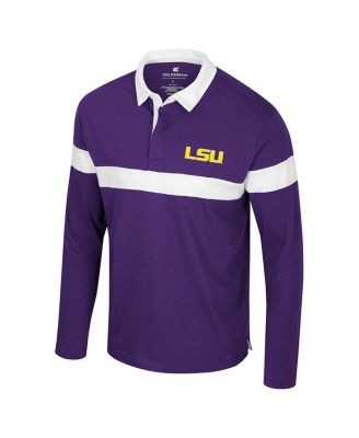 Men's Purple LSU Tigers Too Cool For School Long Sleeve Polo Shirt