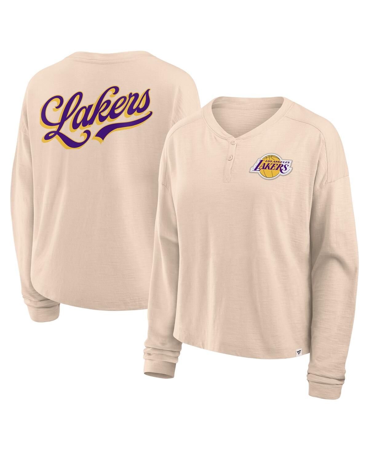 Fanatics Women's Natural Los Angeles Lakers Boxed Out Drop Fashion Long Sleeve T-shirt In Natural