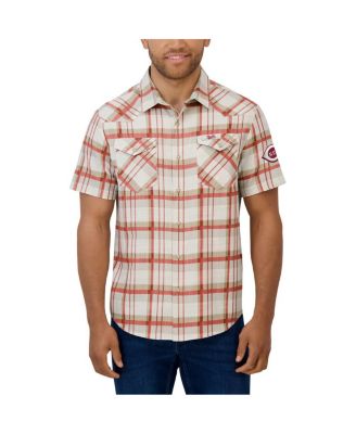 Men's Red Cincinnati Reds Plaid Full-Snap Shirt
