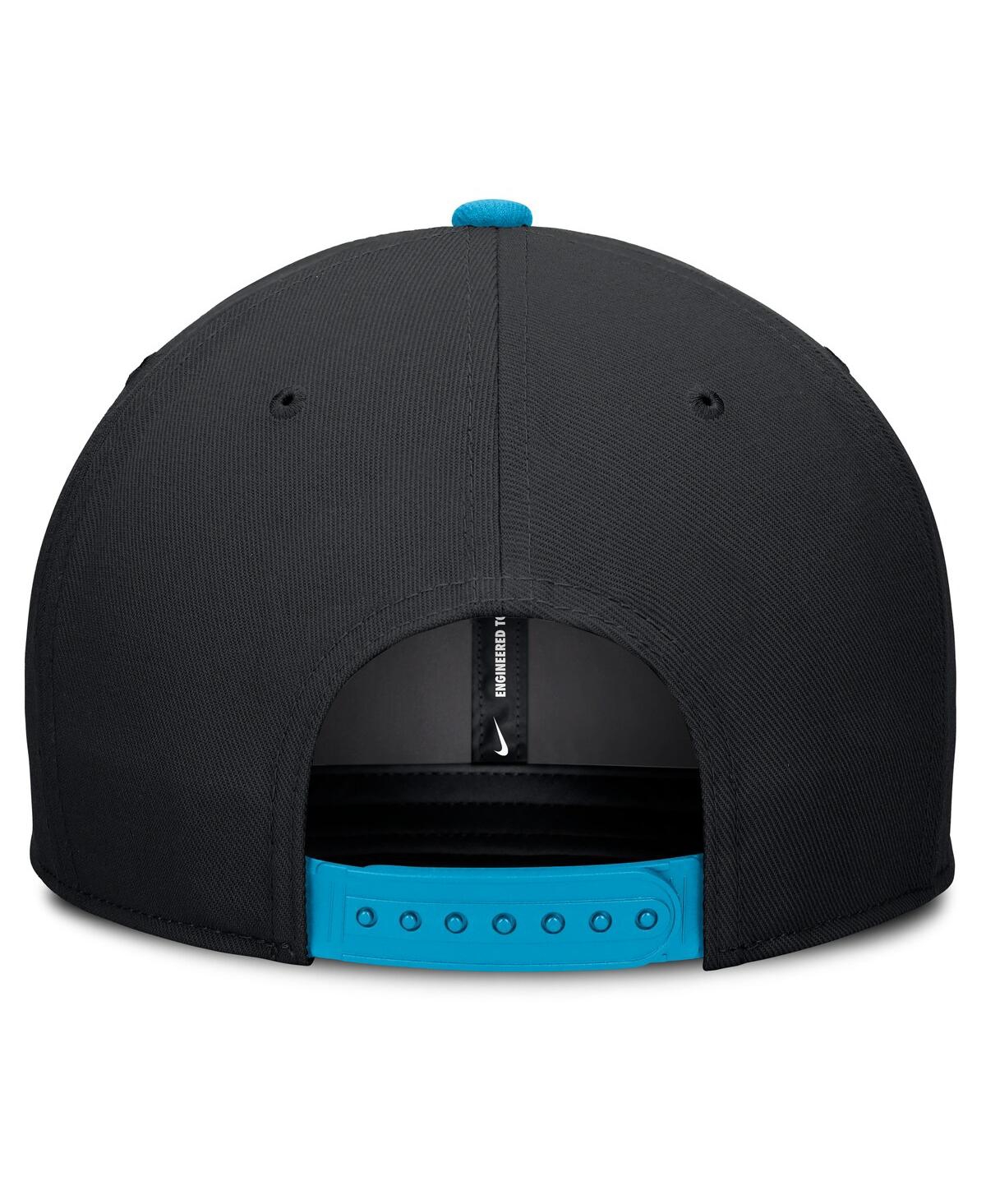 Nike Men's Black/blue Miami Marlins Pro Performance Snapback Hat In Black,blue