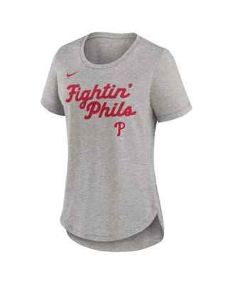 Women's Heather Gray Philadelphia Phillies Script Tri-Blend T-Shirt