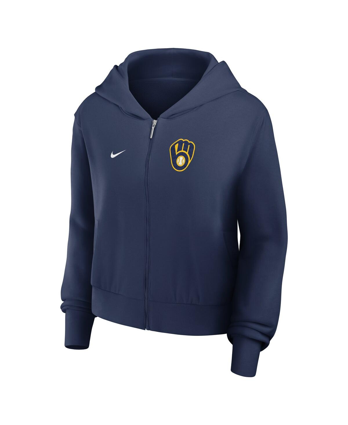 Nike Milwaukee Brewers Womenâs  Women's Mlb Full-zip Hoodie In Navy