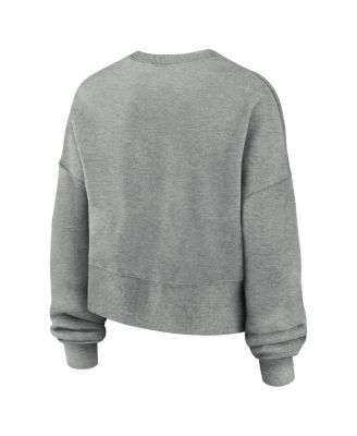 売れ筋商品|||ナイキ カットソー トップス レディース Women's Heather Gray New York Yankees Oversized Long Sleeve Cropped Pullover Sweatshirt Heather Gray Nike Women's Heather Gray New York Yankees Oversized Long