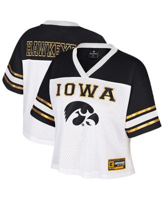 Colosseum - Women's White Iowa Hawkeyes Treasure Cropped Football Jersey