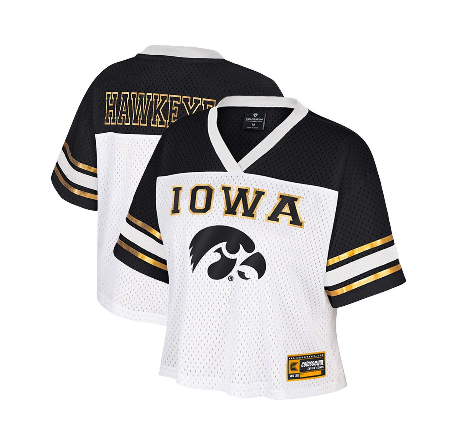 Women's White Iowa Hawkeyes Treasure Cropped Football Jersey