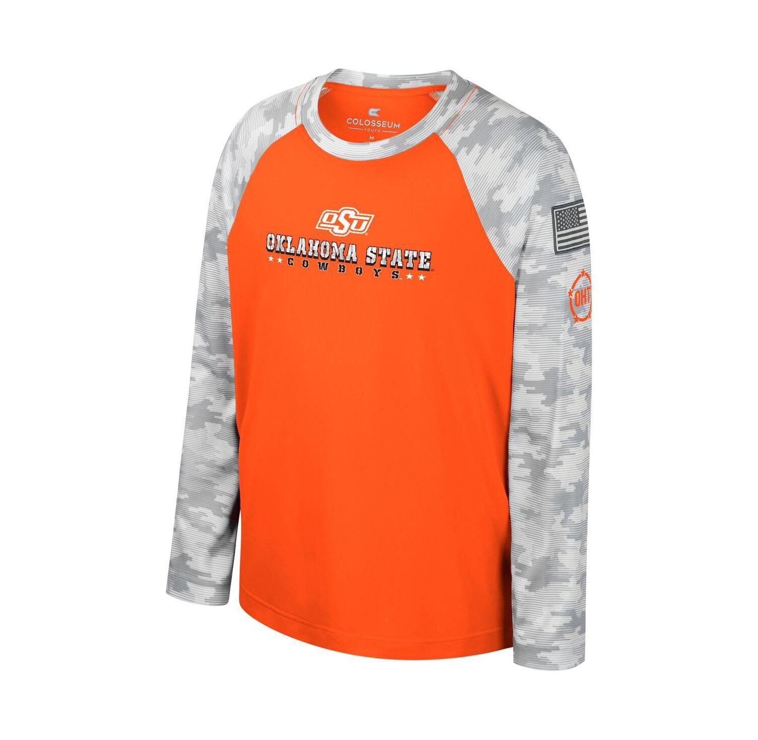 Big Boys and Girls Orange/Camo Oklahoma State Cowboys OHT Military Appreciation Dark Star Raglan Long Sleeve T-Shirt