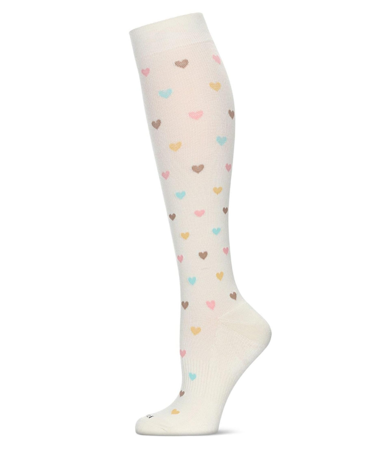 Women's Multicolor Hearts 8-15mmHg Graduated Compression Socks MFY08334 - Ivory