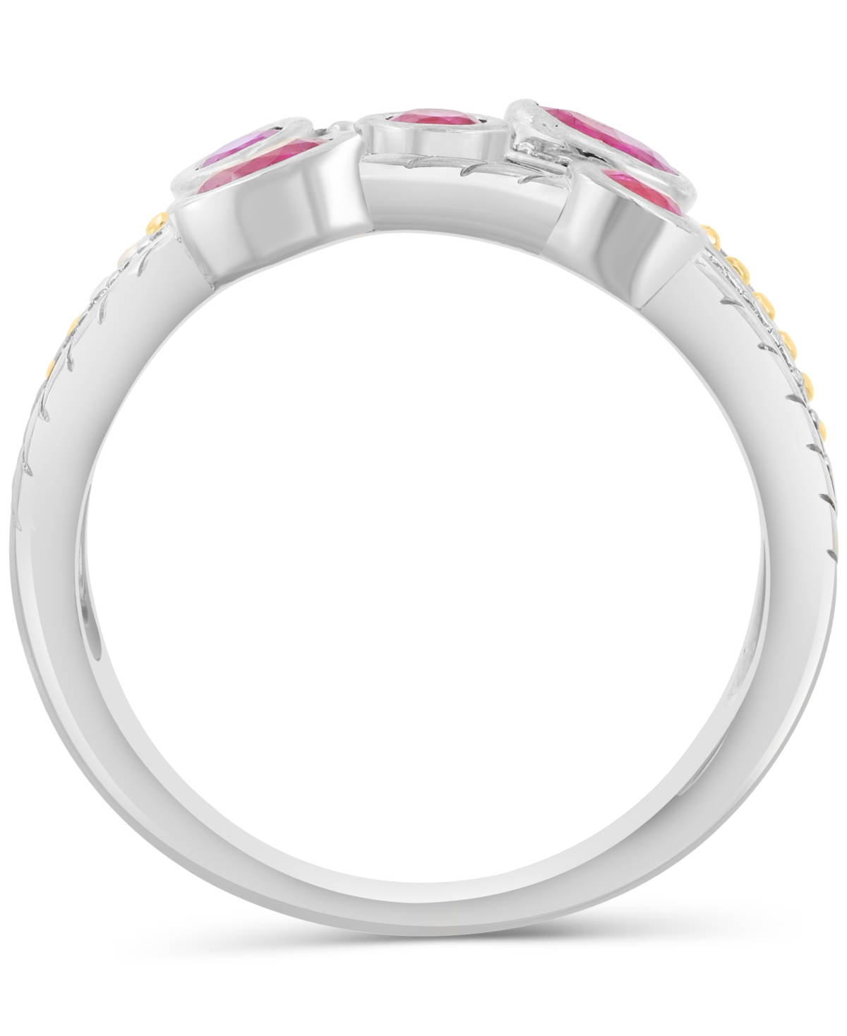 Effy Collection Effy Sapphire (5/8 Ct. T.w.) & Diamond (1/10 Ct. T.w.) Triple-row Ring In Sterling Silver (also In R