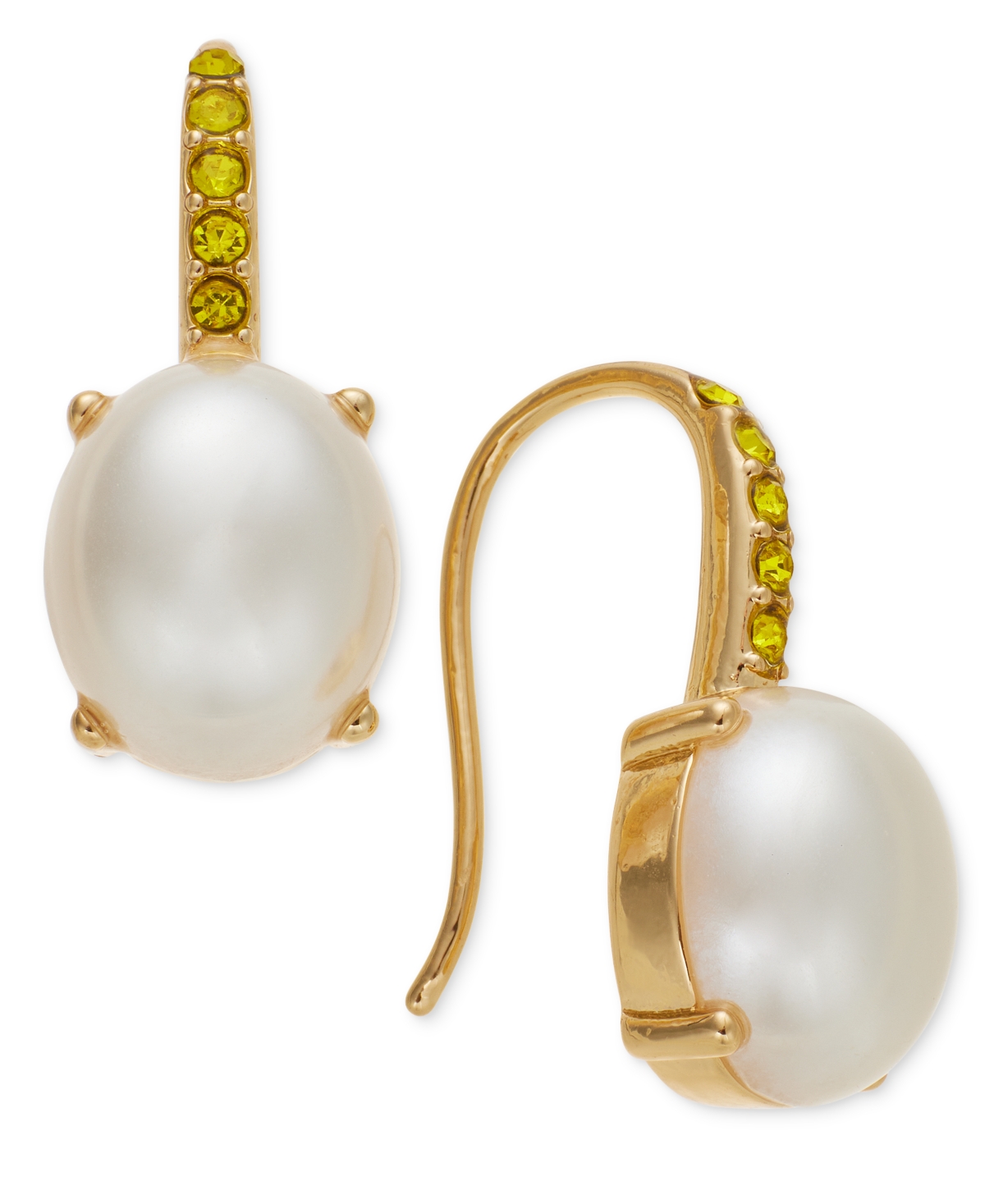 Gold-Tone Pave & Imitation Pearl Drop Earrings, Exclusively at Macy's - Multi