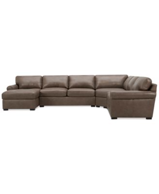 Radley Roll Arm 152" 5-Pc. Leather Wedge Corner Chaise Sectional