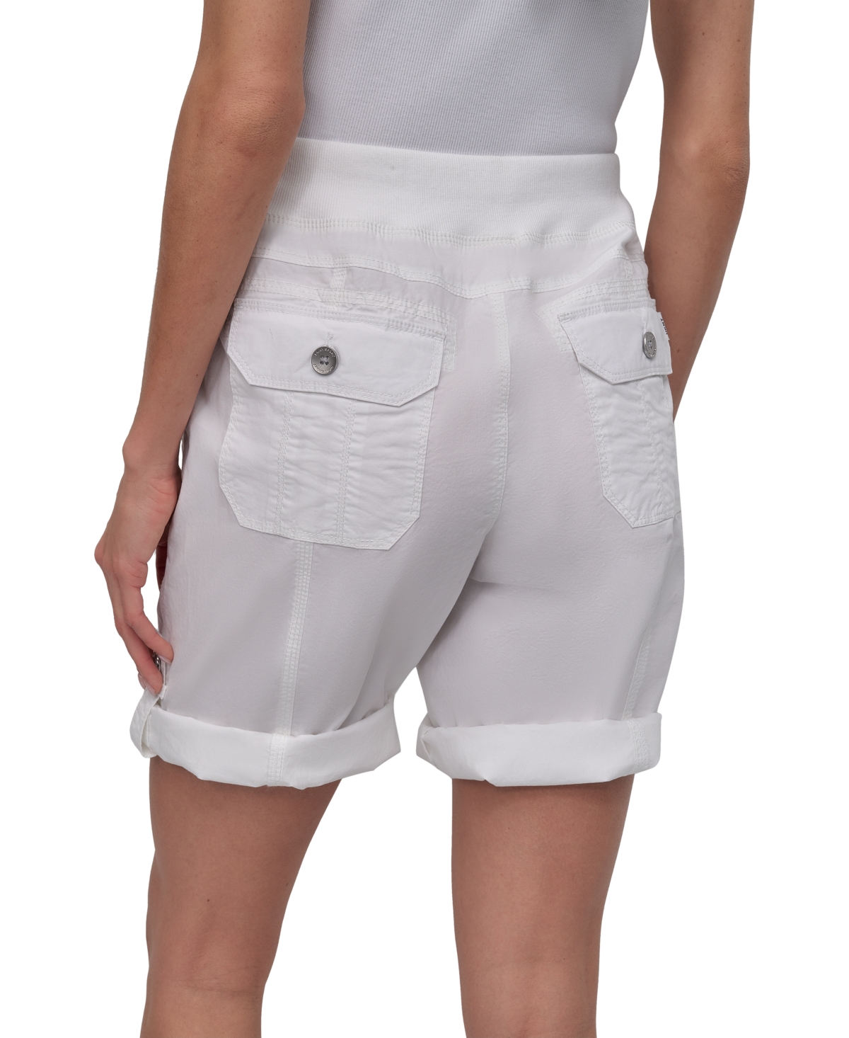 Dkny Sport Women's Smocked-waist Convertible Shorts In White