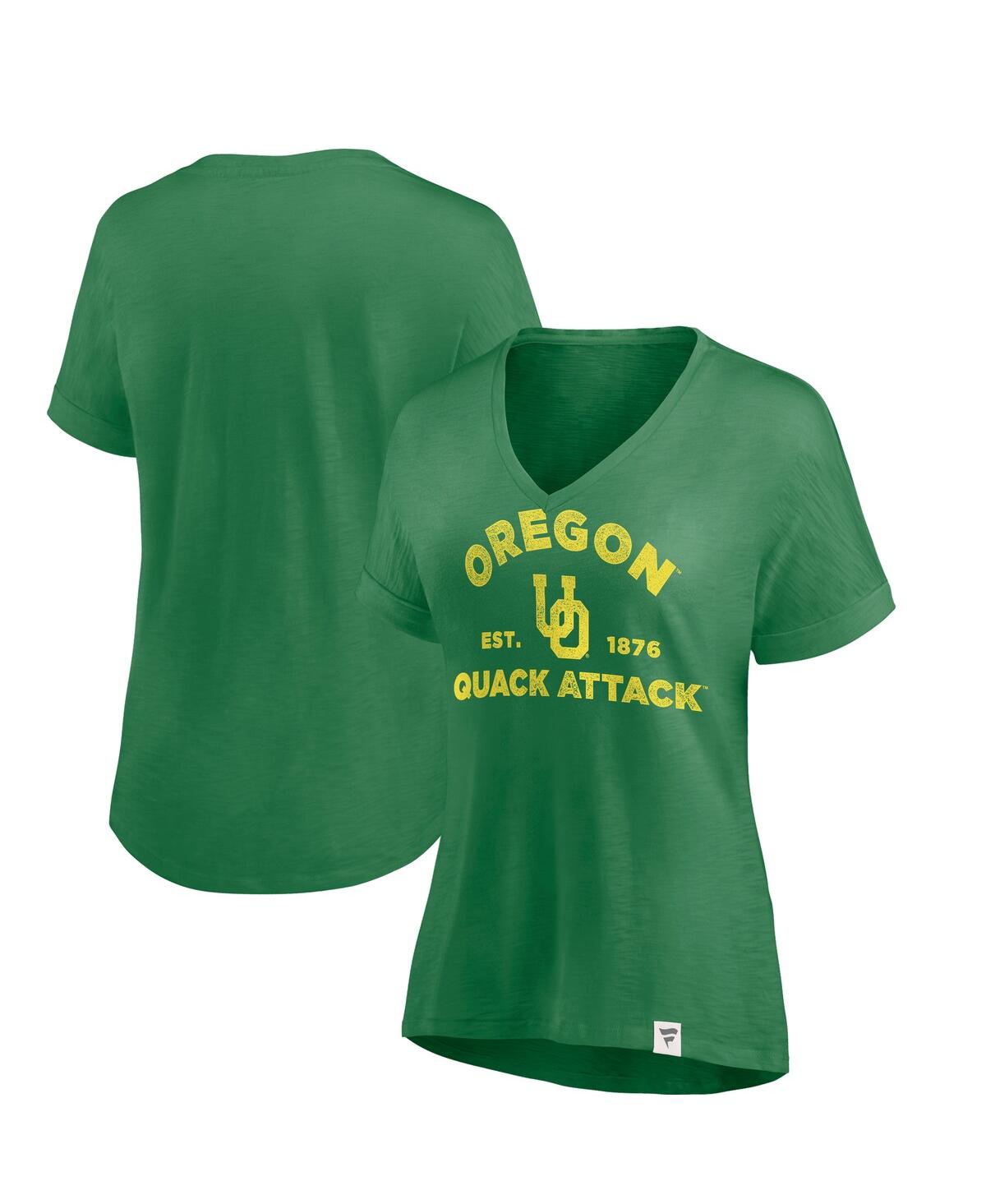 Fanatics Women's Green Oregon Ducks True Classics Slub Flowy V-neck T-shirt In Green