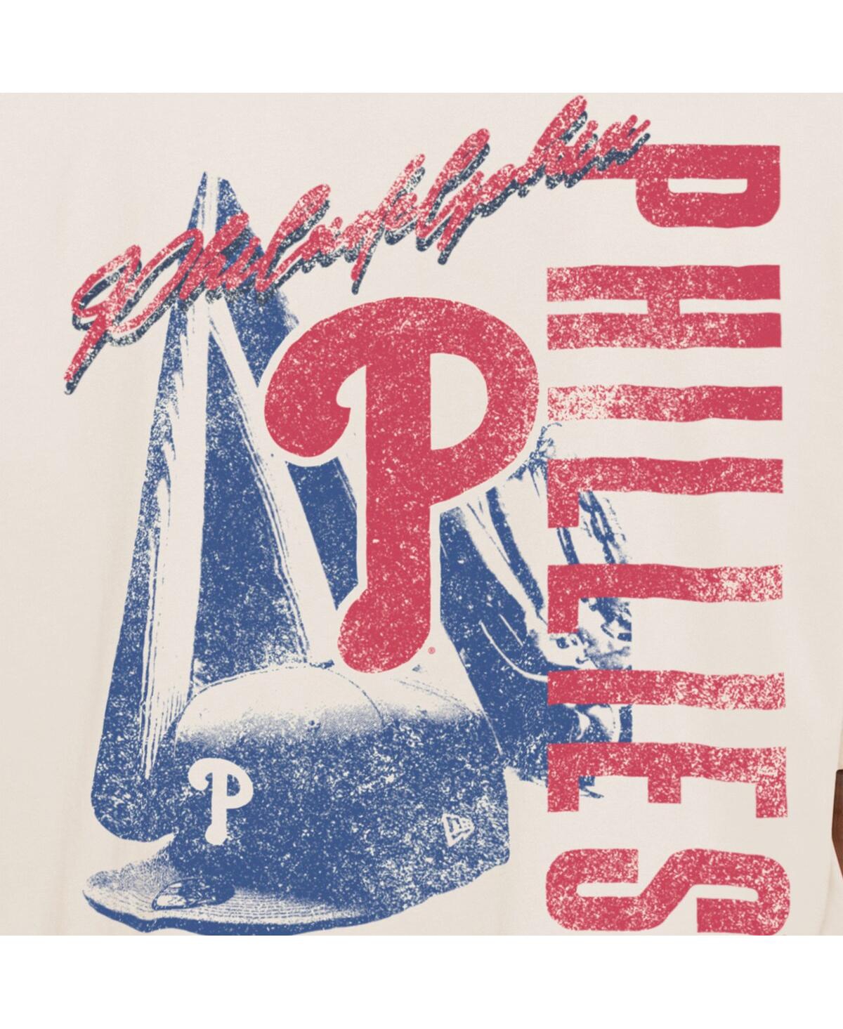 Shop New Era Men's Cream Philadelphia Phillies Cooperstown Collection Oversized Throwback Distressed T-shirt