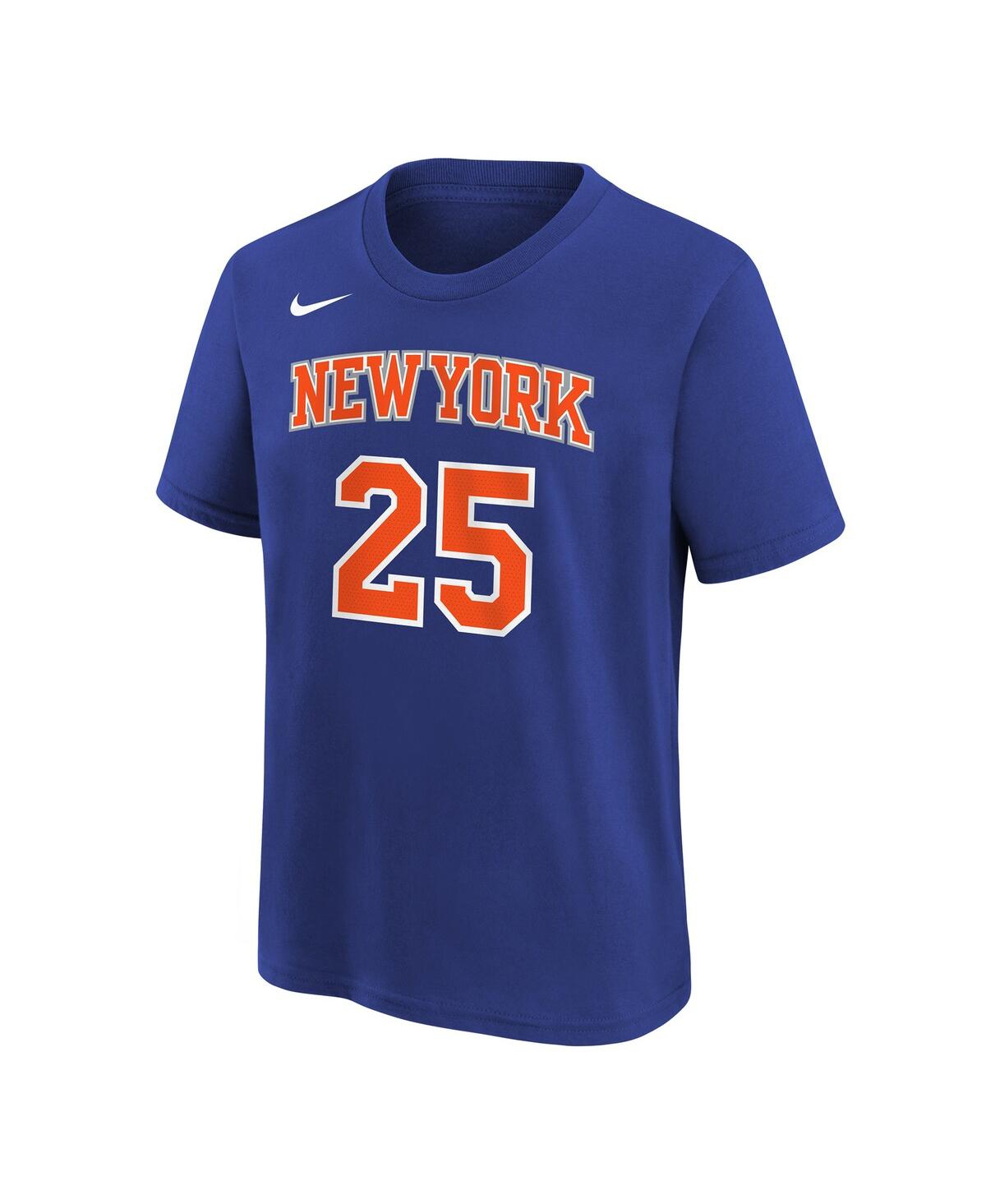 Nike Big Boys And Girls Mikal Bridges Blue New York Knicks Icon Name Number T-shirt In Blue