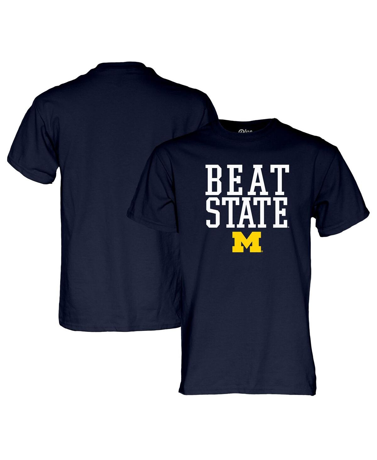 Men's and Women's Navy Michigan Wolverines Beat State Rally Call T-Shirt - Navy