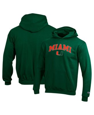 Champion - Big Boys and Girls Green Miami Hurricanes Campus Pullover Hoodie